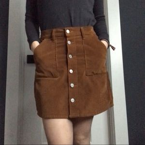 Burnt Orange Corduroy Mini Skirt
